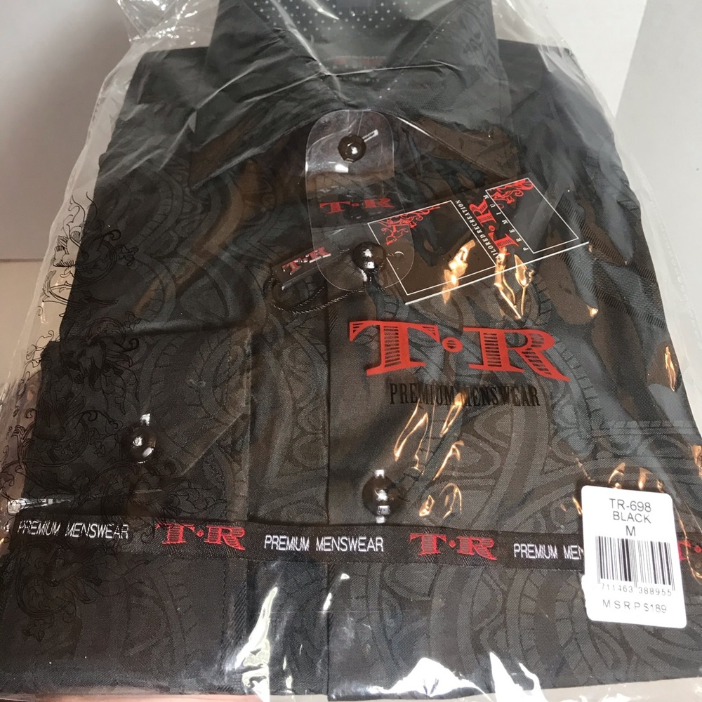 TR Premium Menswear LS Dress Shirt $189 Black PRICE FIRM - Picture 6 of 8